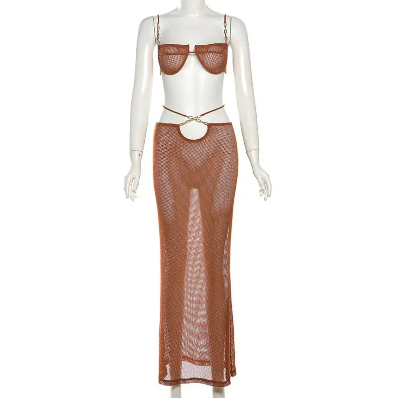 Lace-Up Crop & Skirt Set