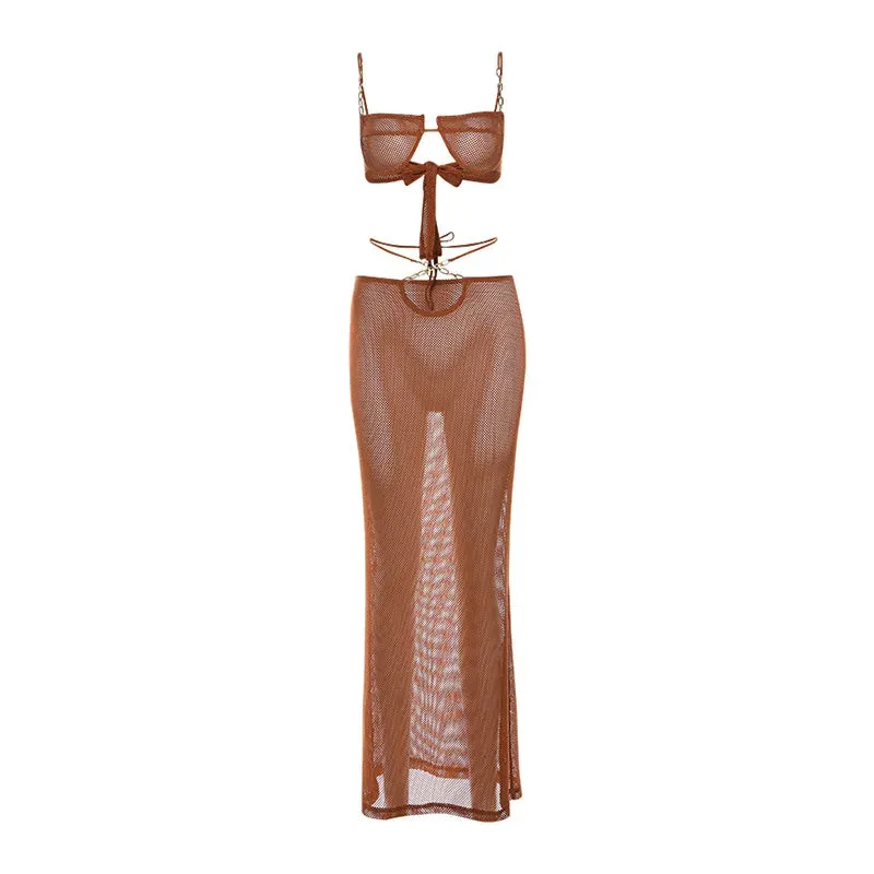 Lace-Up Crop & Skirt Set