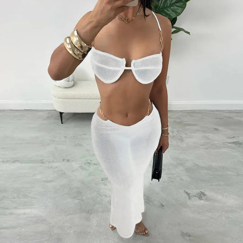 Lace-Up Crop & Skirt Set