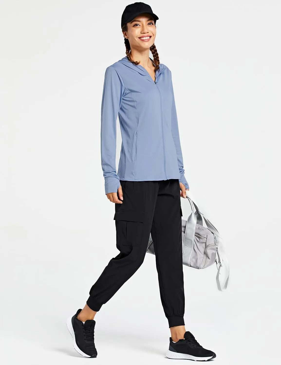 Libin Women's Sun Shirts Full Zip UPF 50  Sun Protection Hoodie Jacket Long Sleeve Hiking Outdoor Performance with Pockets