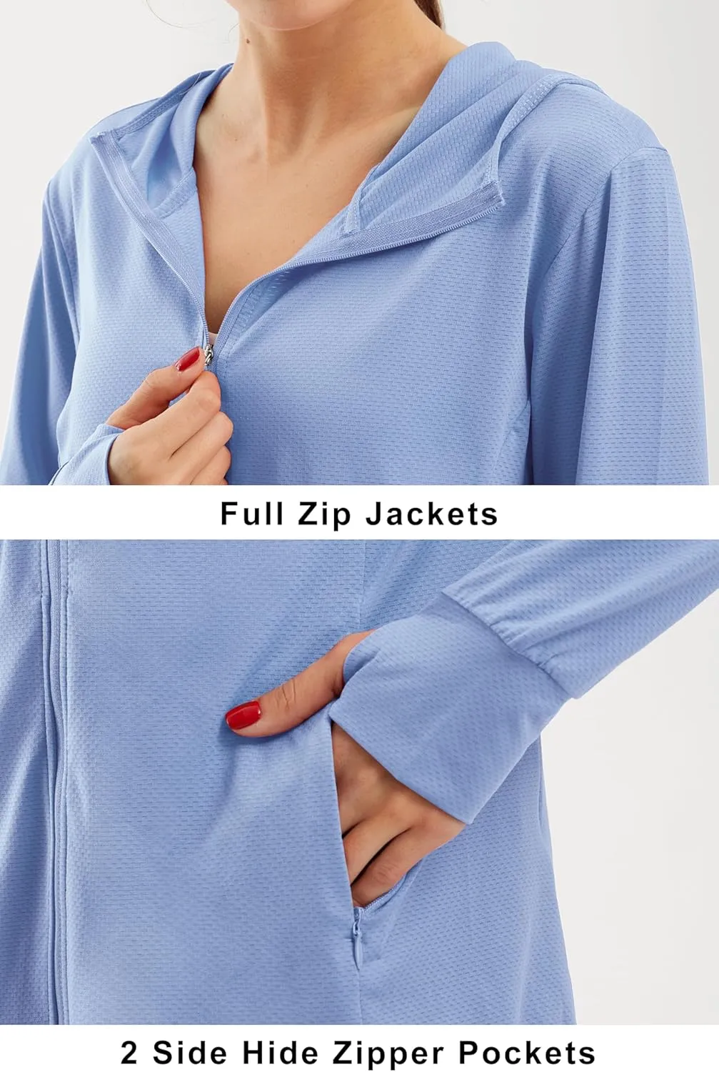 Libin Women's Sun Shirts Full Zip UPF 50  Sun Protection Hoodie Jacket Long Sleeve Hiking Outdoor Performance with Pockets