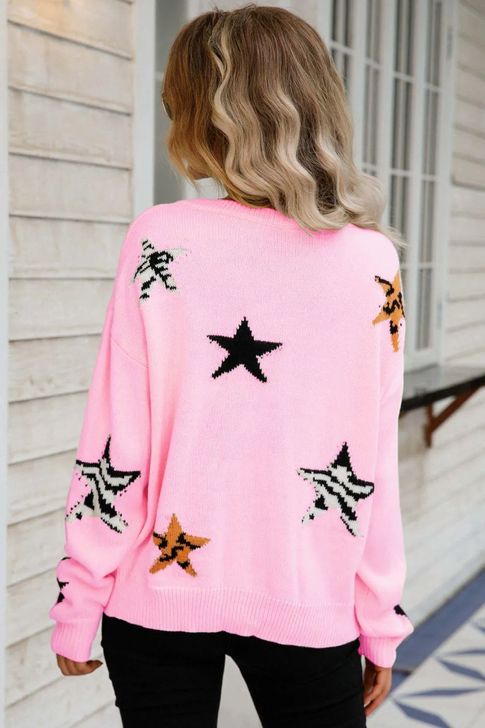 Light On A Gloomy Day Crew Neck Star Sweater