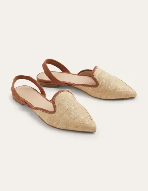 Lily Slingback Flat Sandals-Natural/ Tan