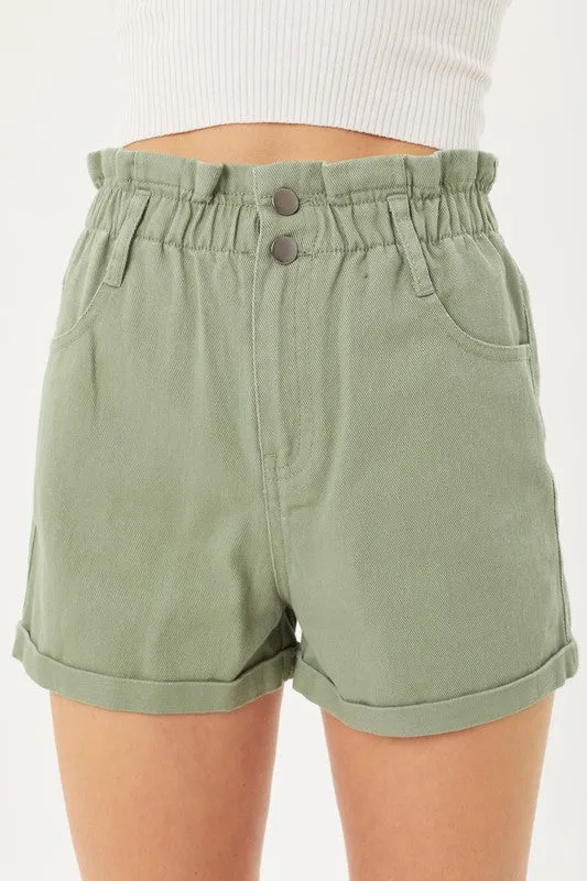 Love Tree Double Buttoned Waistband Denim Shorts
