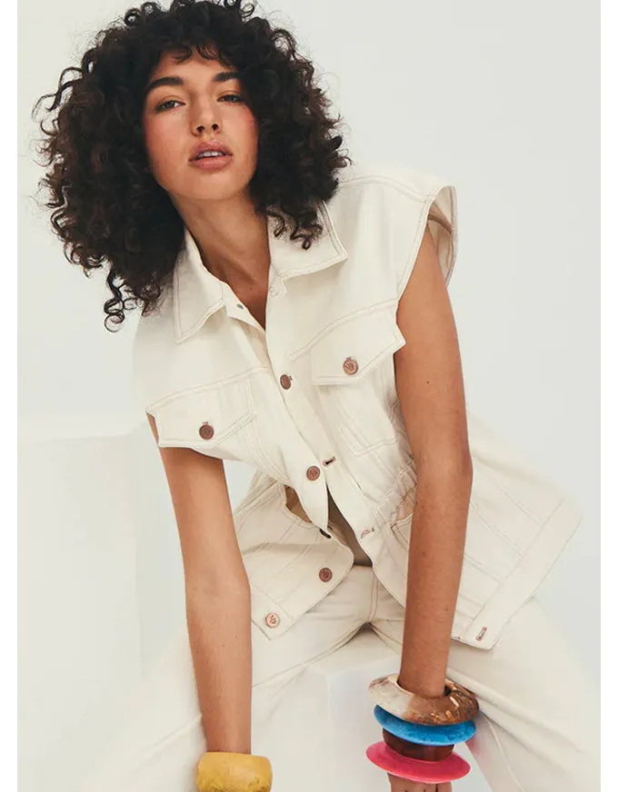 Lucia Denim Vest Ivory