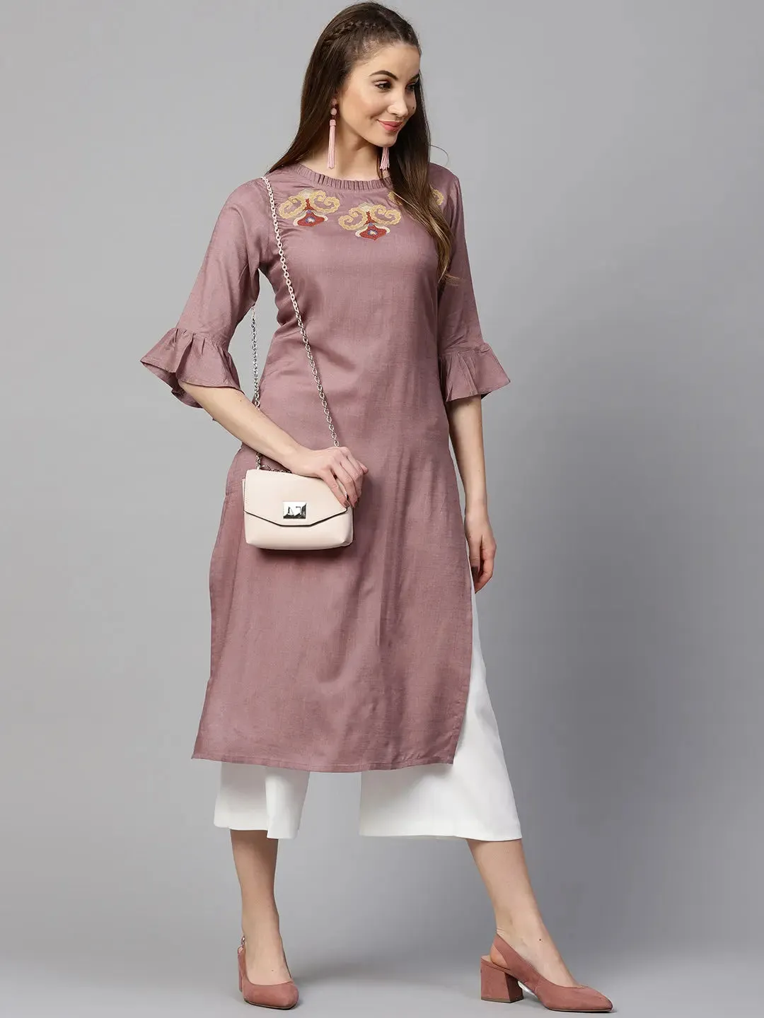 Mauve Straight Kurta