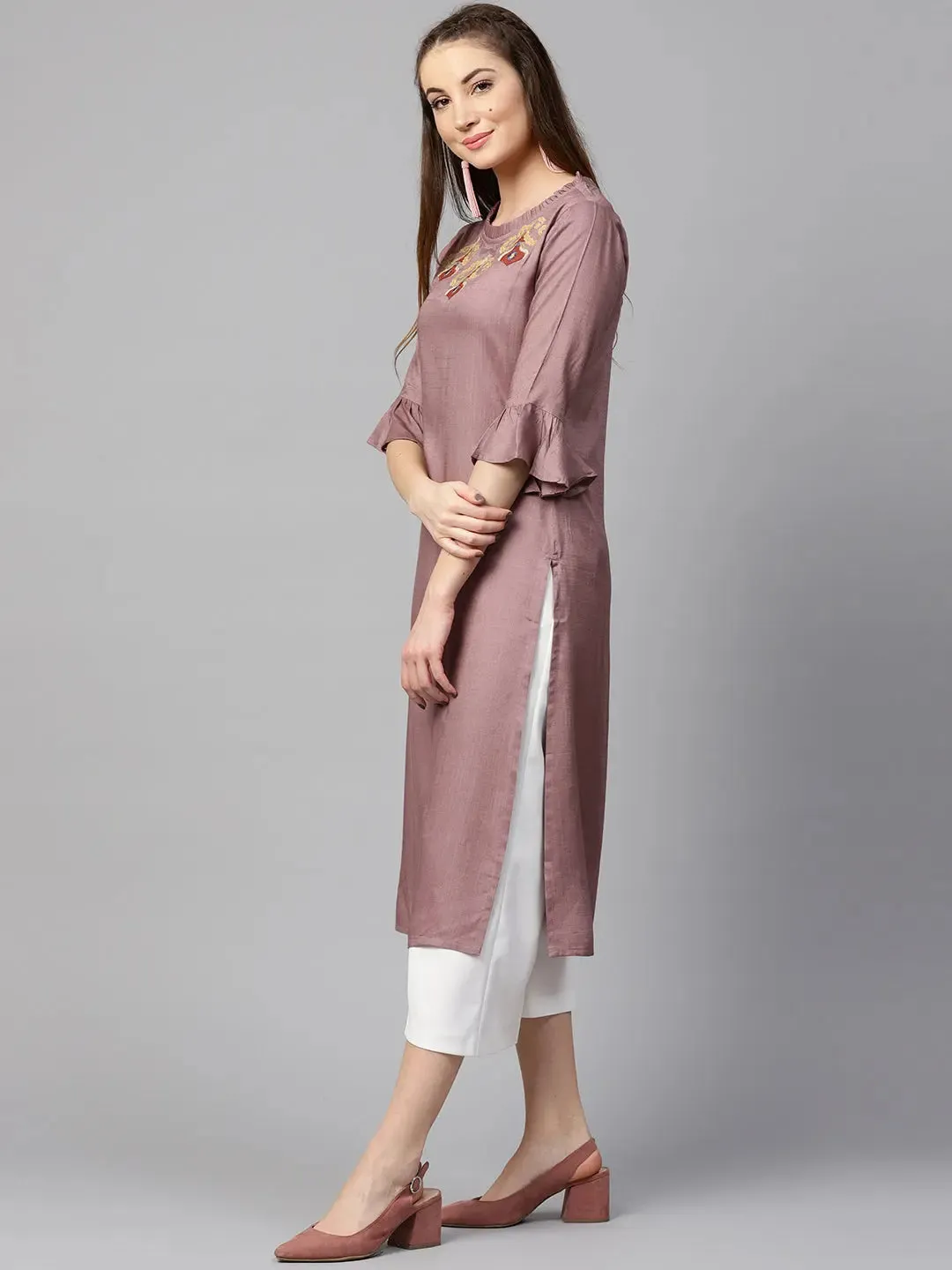 Mauve Straight Kurta
