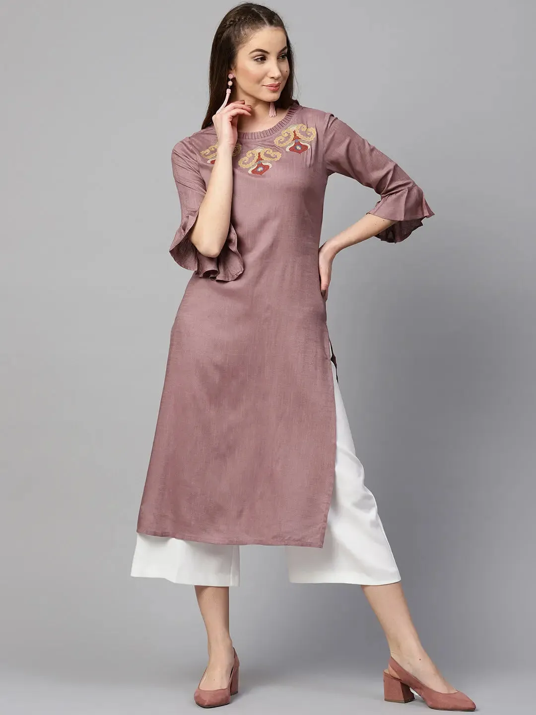 Mauve Straight Kurta