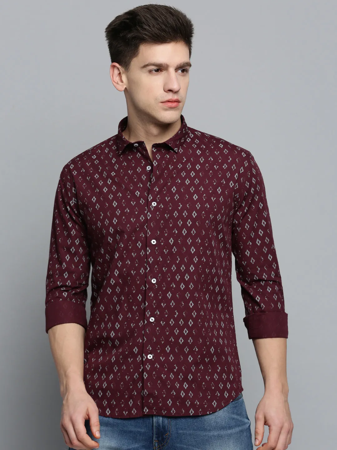 Men Red Printed Casual Shirt