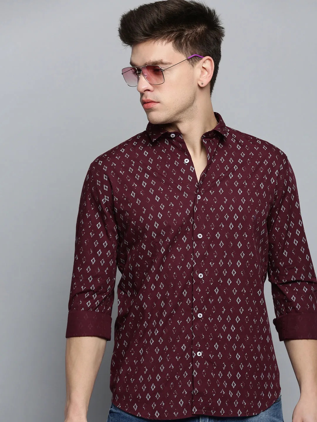 Men Red Printed Casual Shirt