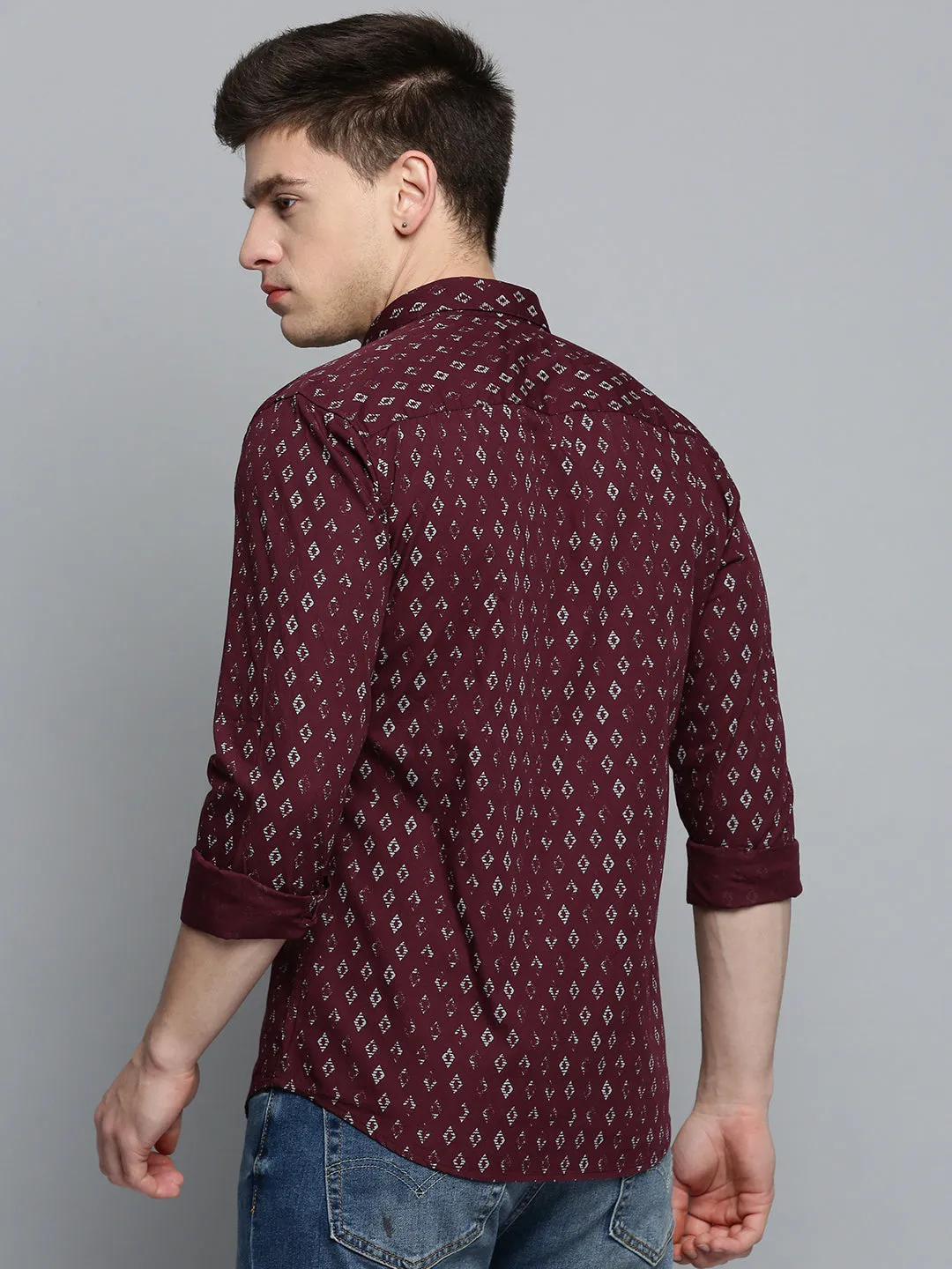 Men Red Printed Casual Shirt