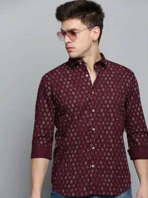 Men Red Printed Casual Shirt