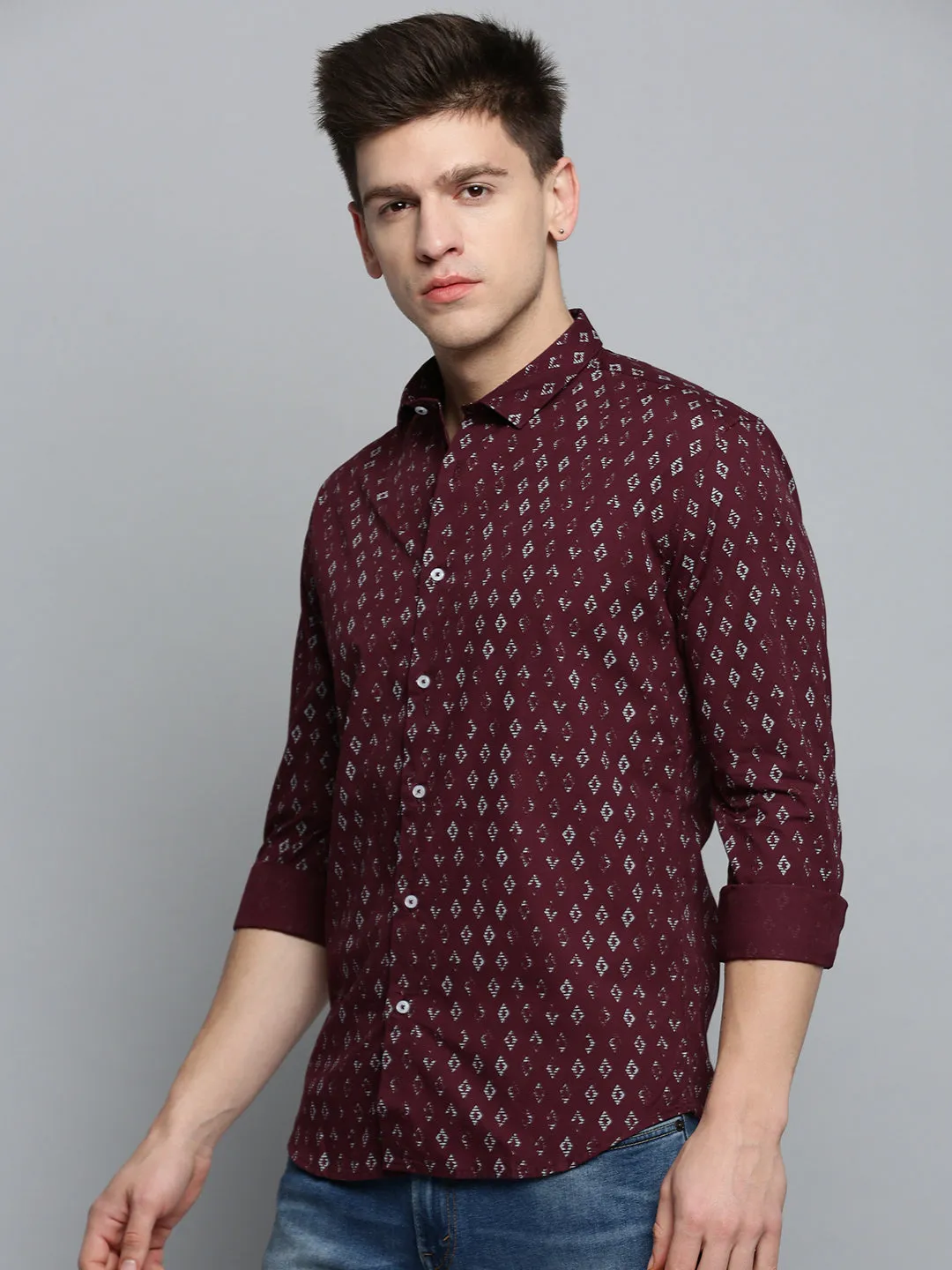 Men Red Printed Casual Shirt
