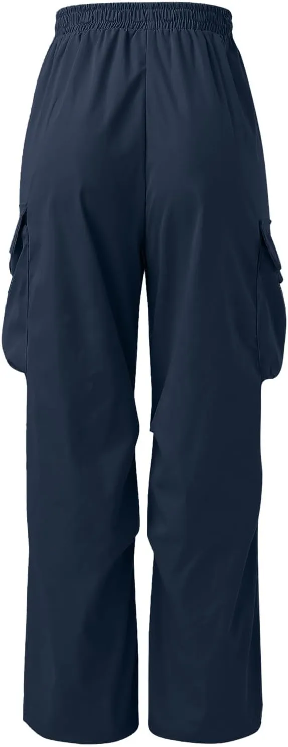 Men's Baggy Cargo Pants Trendy Casual Parachute Pants Drawstring Loose Fit Sweatpants Multi Pockets