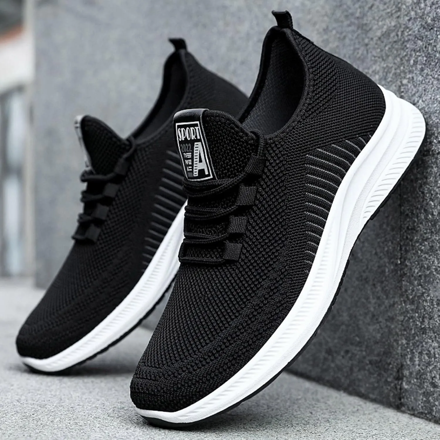 Men's Comfortable Stretch Workout Shoes Lace Up Comfortable Light-Weight Shoe Non Slip Work Sport Shoes for Men