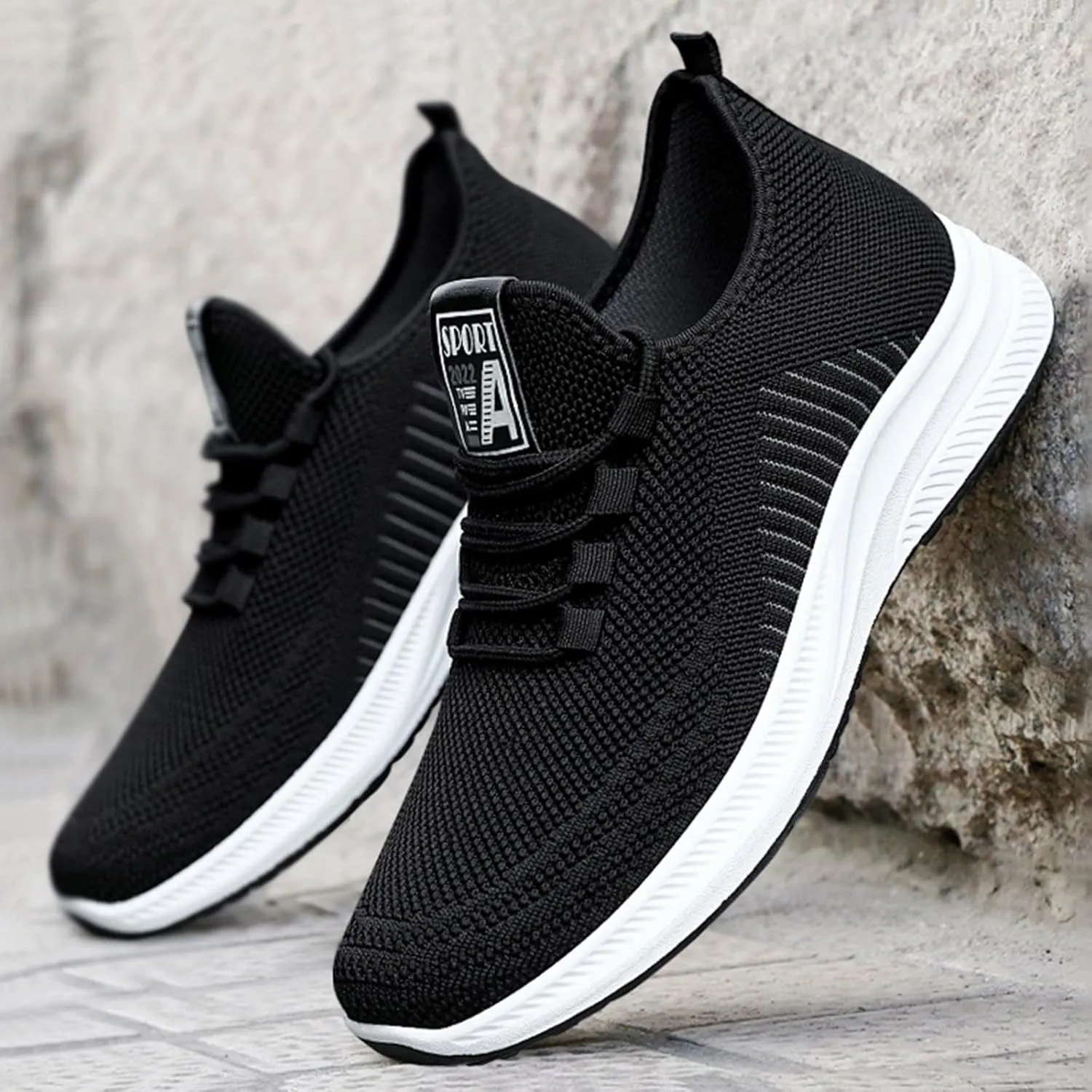 Men's Comfortable Stretch Workout Shoes Lace Up Comfortable Light-Weight Shoe Non Slip Work Sport Shoes for Men