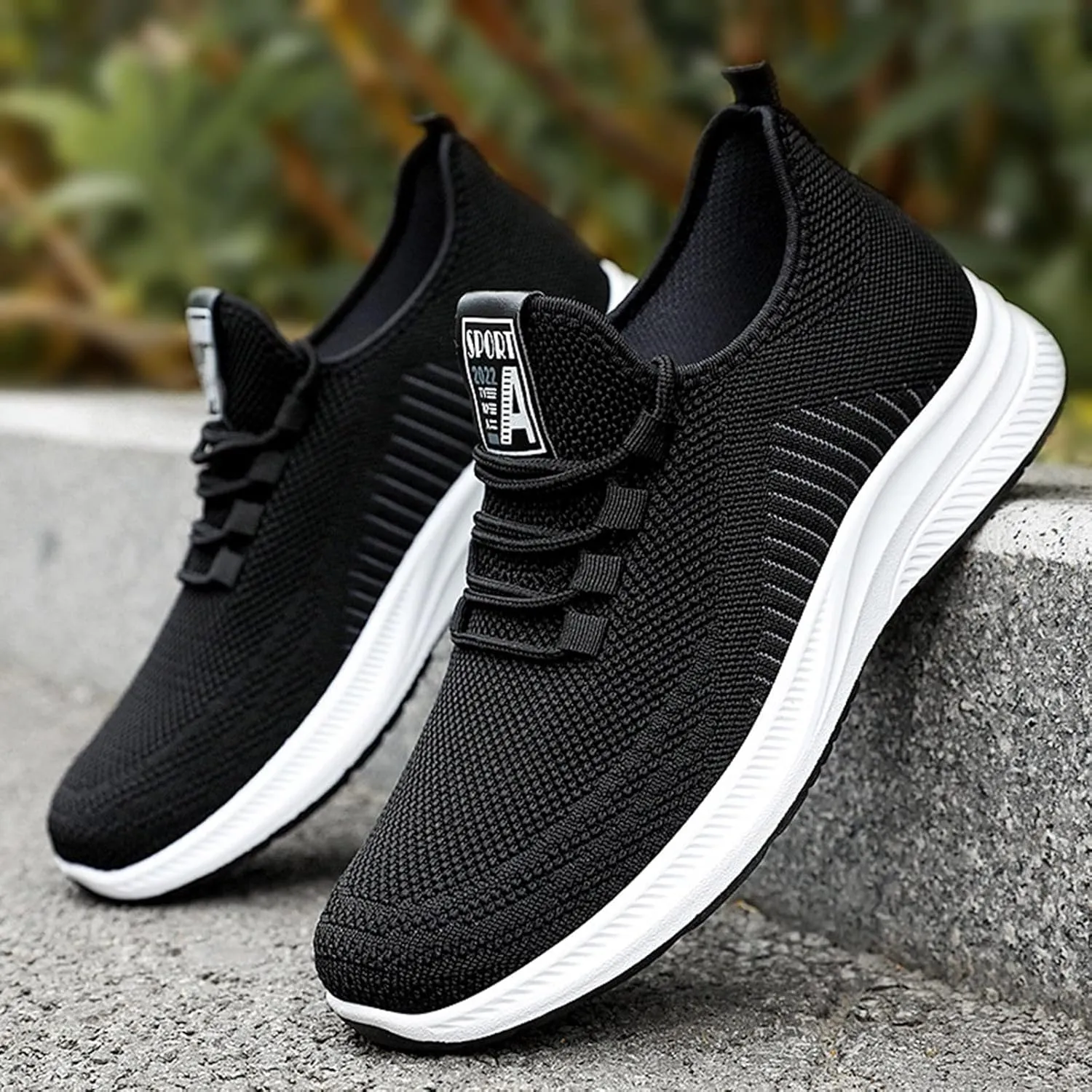 Men's Comfortable Stretch Workout Shoes Lace Up Comfortable Light-Weight Shoe Non Slip Work Sport Shoes for Men