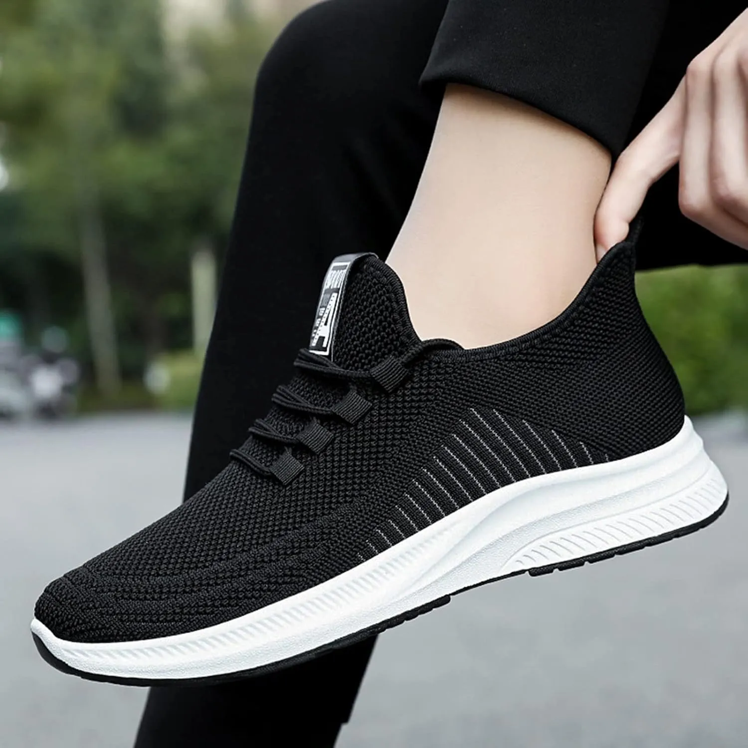 Men's Comfortable Stretch Workout Shoes Lace Up Comfortable Light-Weight Shoe Non Slip Work Sport Shoes for Men