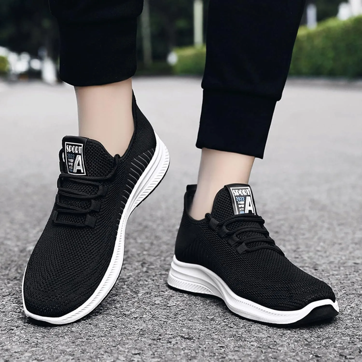 Men's Comfortable Stretch Workout Shoes Lace Up Comfortable Light-Weight Shoe Non Slip Work Sport Shoes for Men