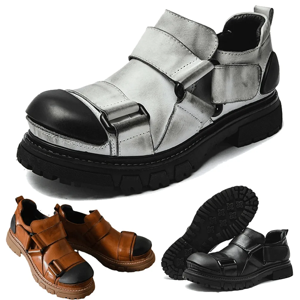 Men's Luxury Genuine Leather Shoes / Punk Rock Shoes with Non-Slip Rubber Platform
