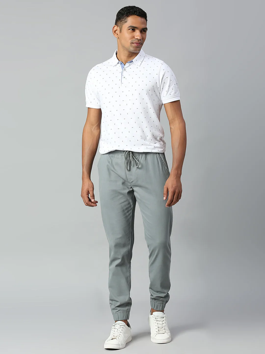 Men's Straight Fit Cotton Joggers (Aqua)