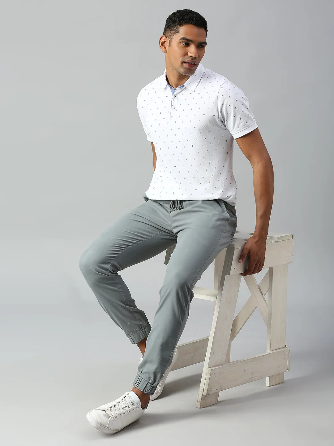 Men's Straight Fit Cotton Joggers (Aqua)