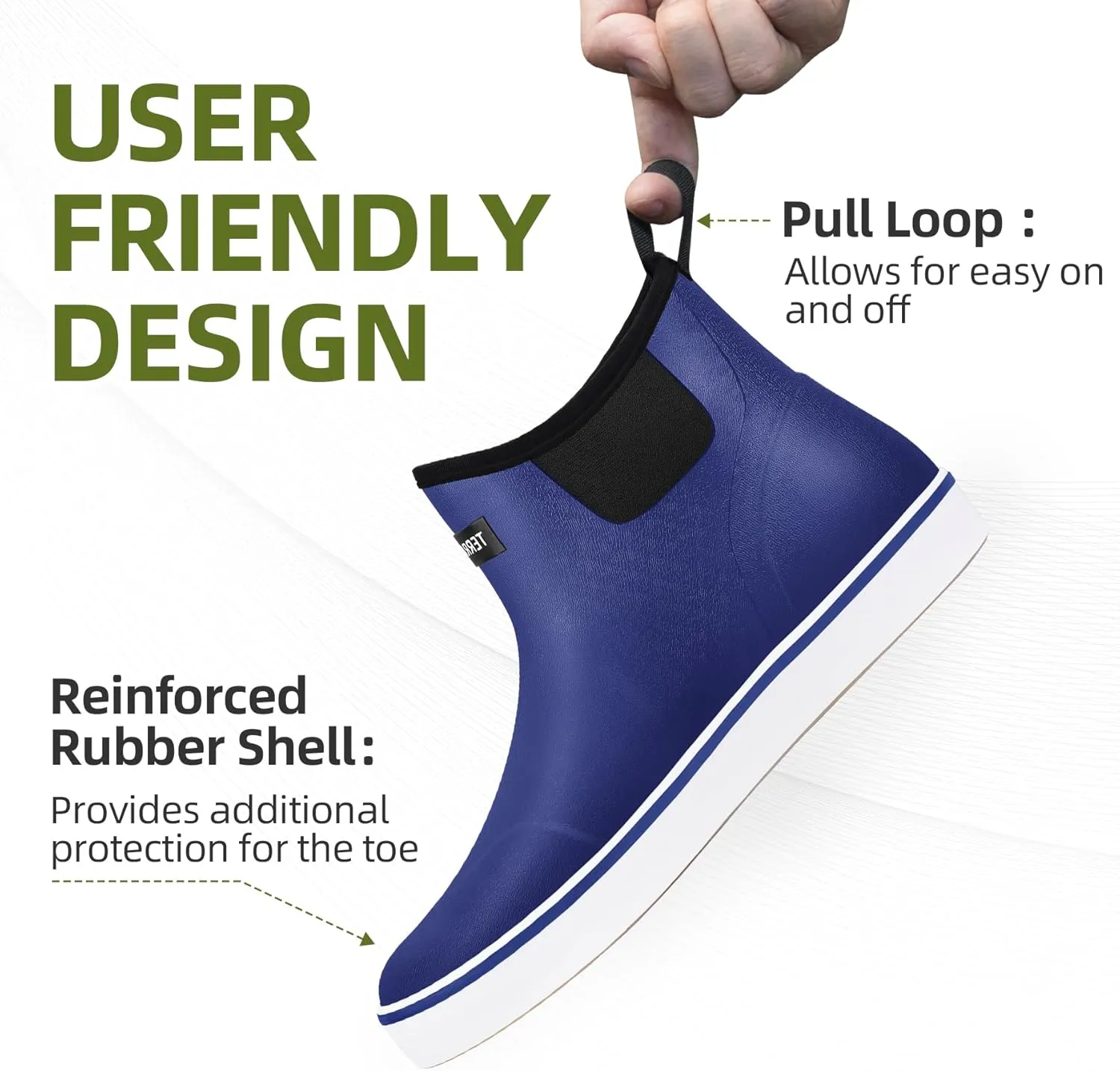 Men's Waterproof Deck Rain Boots - Anti-Slip Rubber Ankle Boots for men, ideal for Fishing and Boating, All-Season