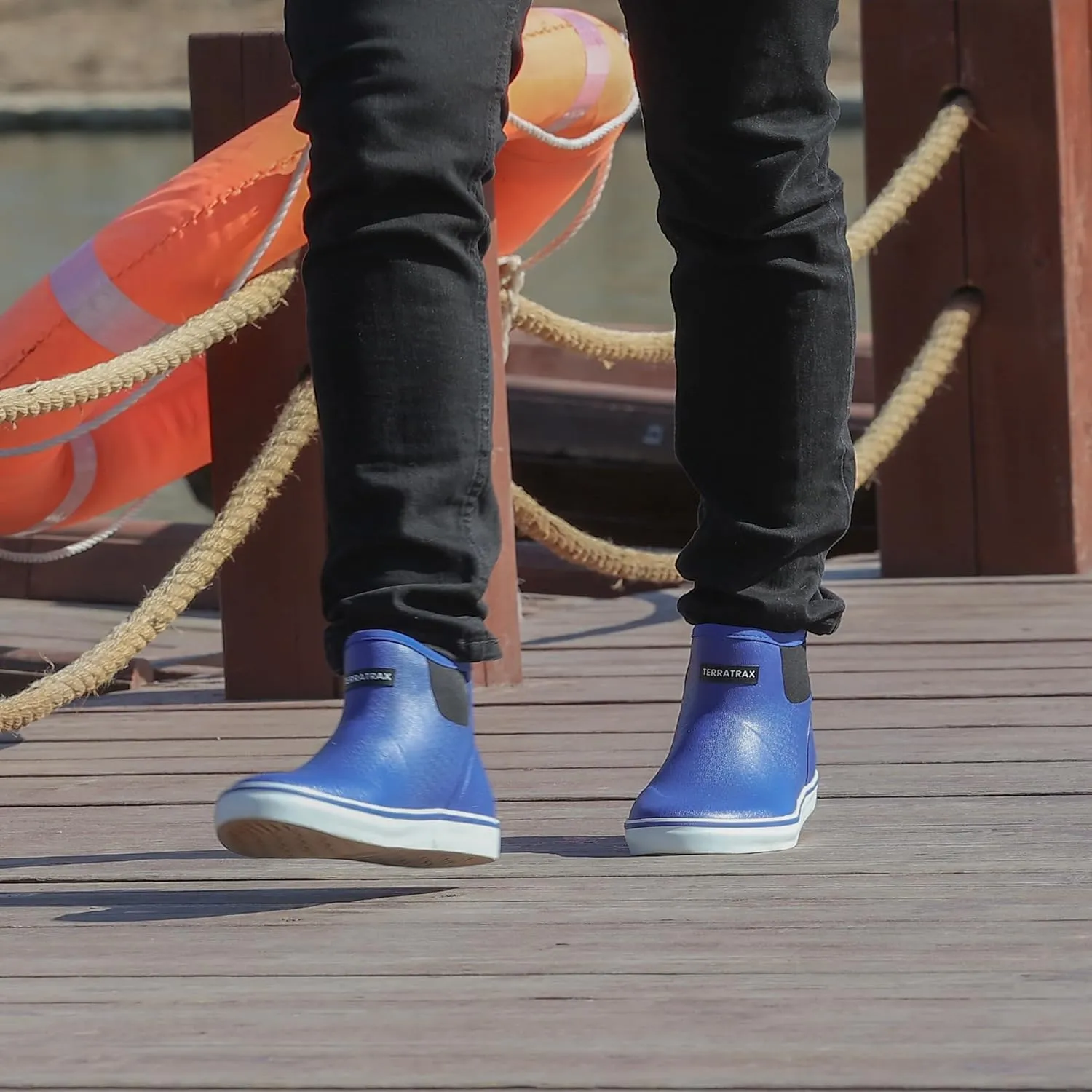 Men's Waterproof Deck Rain Boots - Anti-Slip Rubber Ankle Boots for men, ideal for Fishing and Boating, All-Season