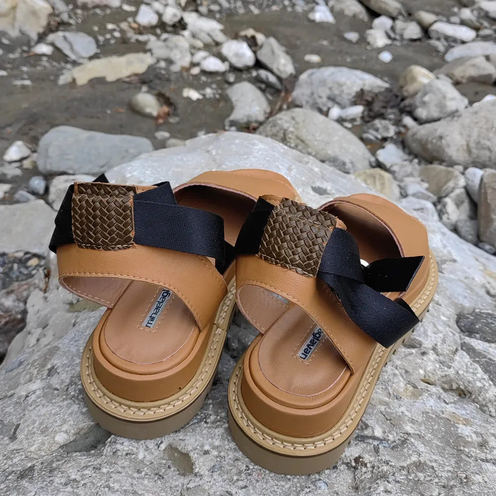 Milk Tea flat sandals