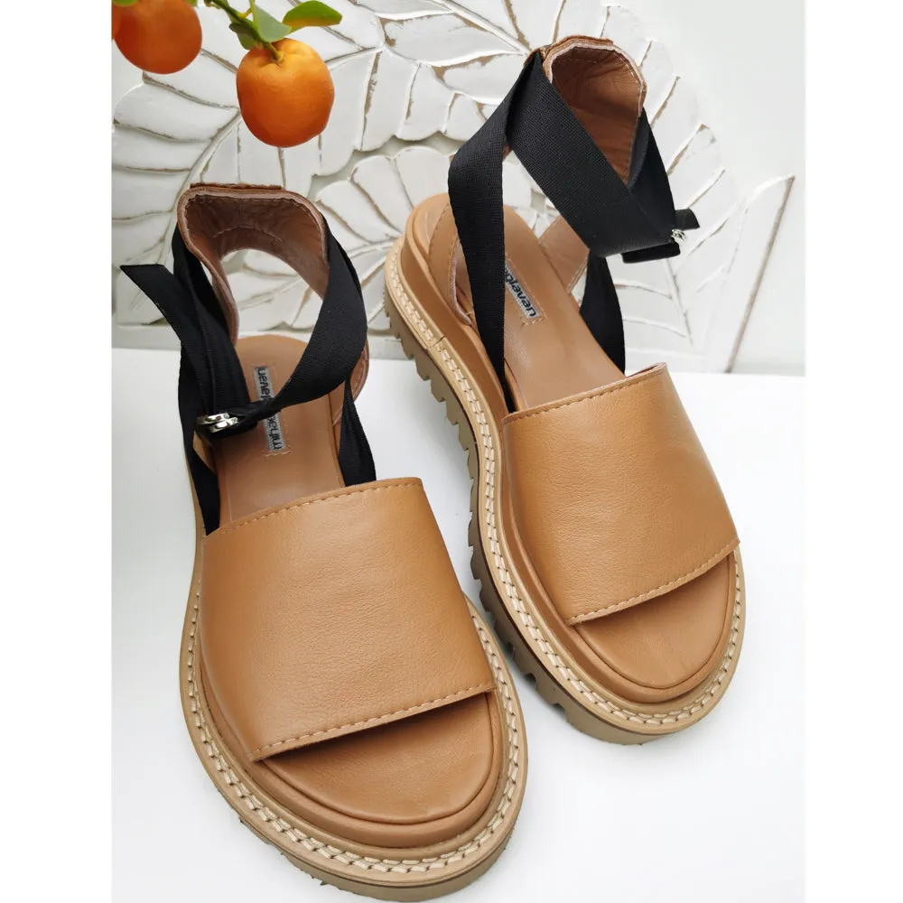 Milk Tea flat sandals
