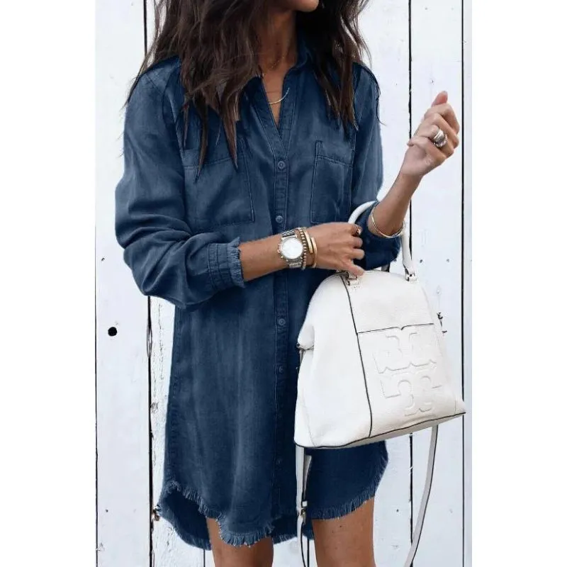 Mira - Modieuze Denim Jurk Met Comfortabele Pasvorm En Stoere Look