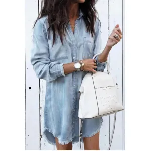 Mira - Modieuze Denim Jurk Met Comfortabele Pasvorm En Stoere Look