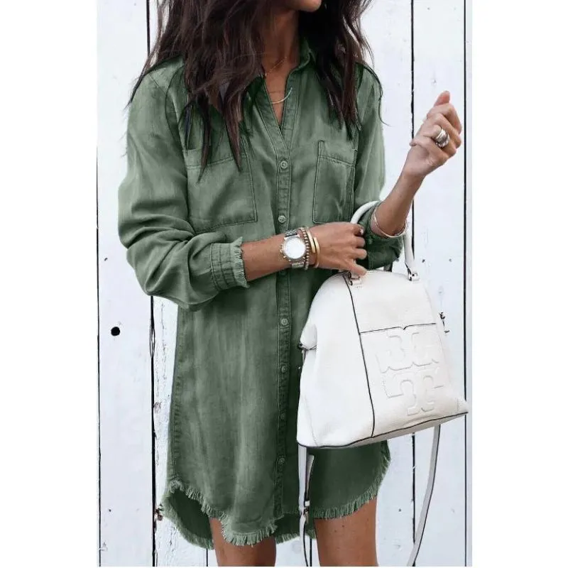 Mira - Modieuze Denim Jurk Met Comfortabele Pasvorm En Stoere Look