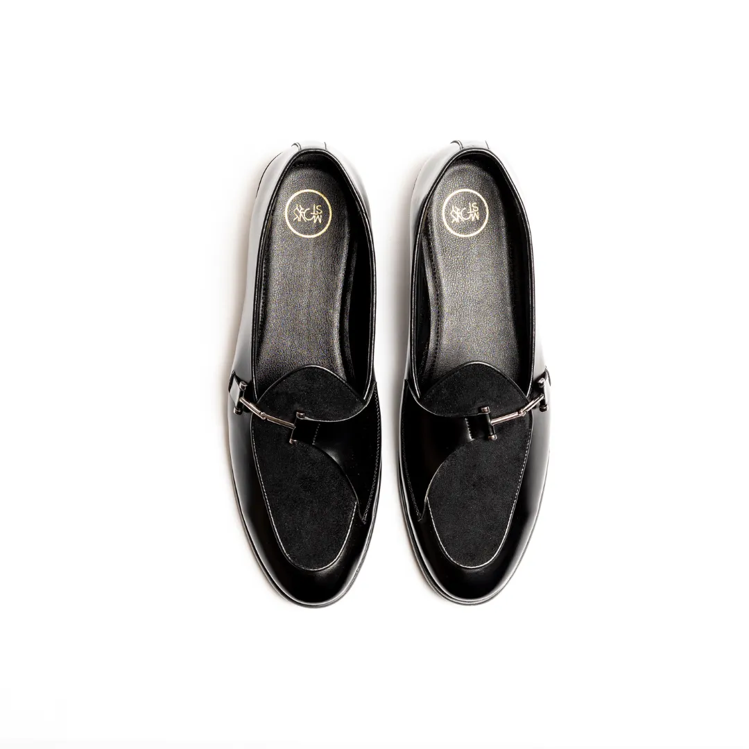 Monkstory Eclecta Matt Side Buckle Slip Ons - Black/Black