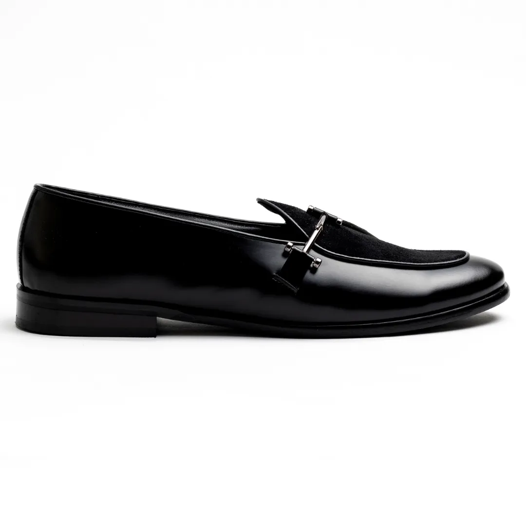 Monkstory Eclecta Matt Side Buckle Slip Ons - Black/Black