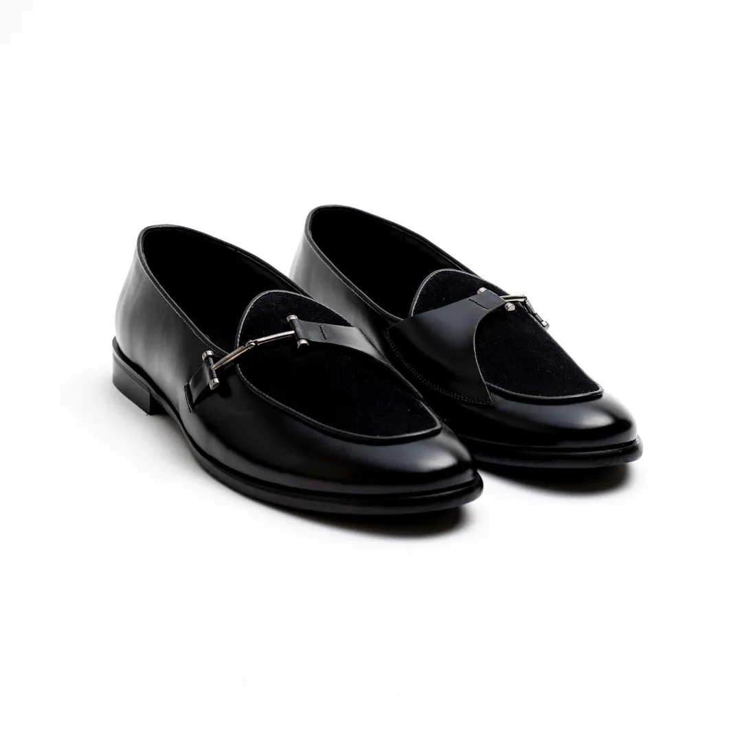 Monkstory Eclecta Matt Side Buckle Slip Ons - Black/Black