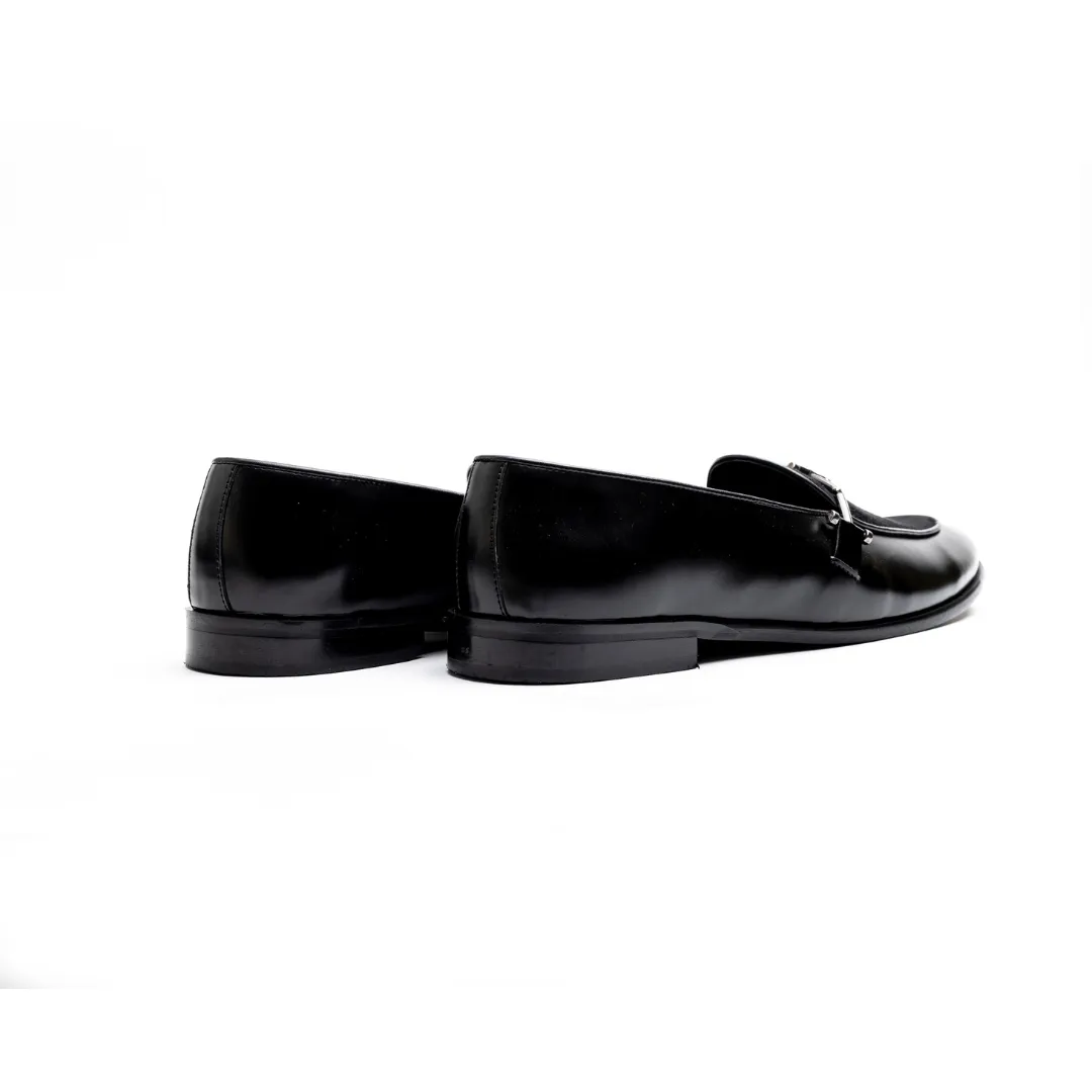 Monkstory Eclecta Matt Side Buckle Slip Ons - Black/Black