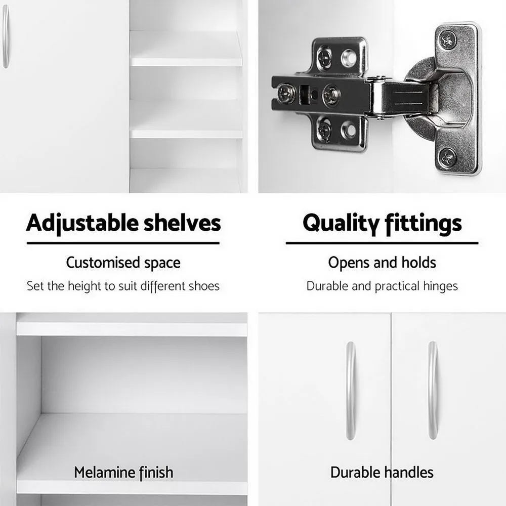 NNEDSZ 2 Doors Shoe Cabinet Storage Cupboard - White