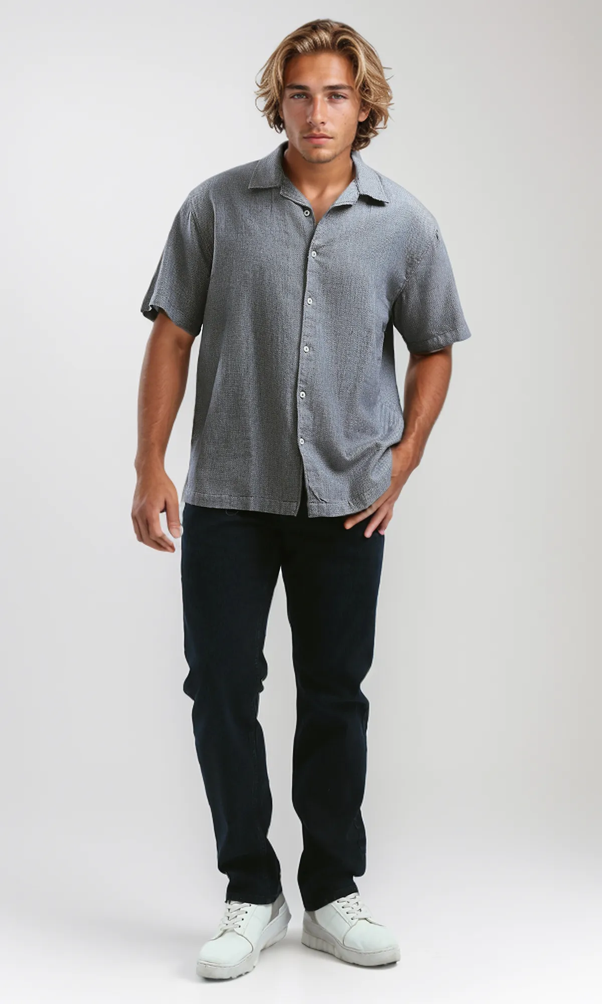 O194973 Solid Standard Navy Casual Jeans
