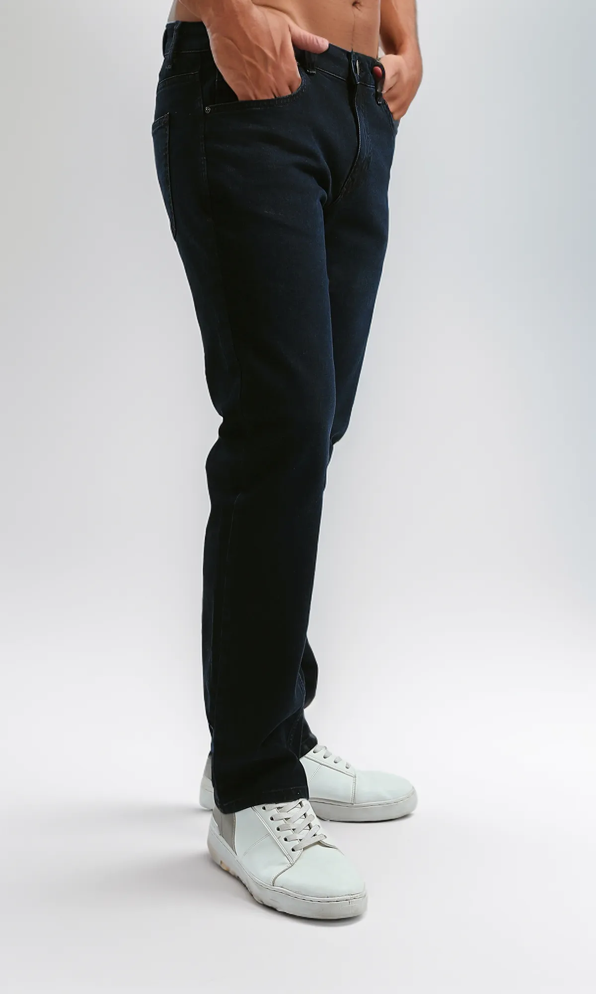 O194973 Solid Standard Navy Casual Jeans