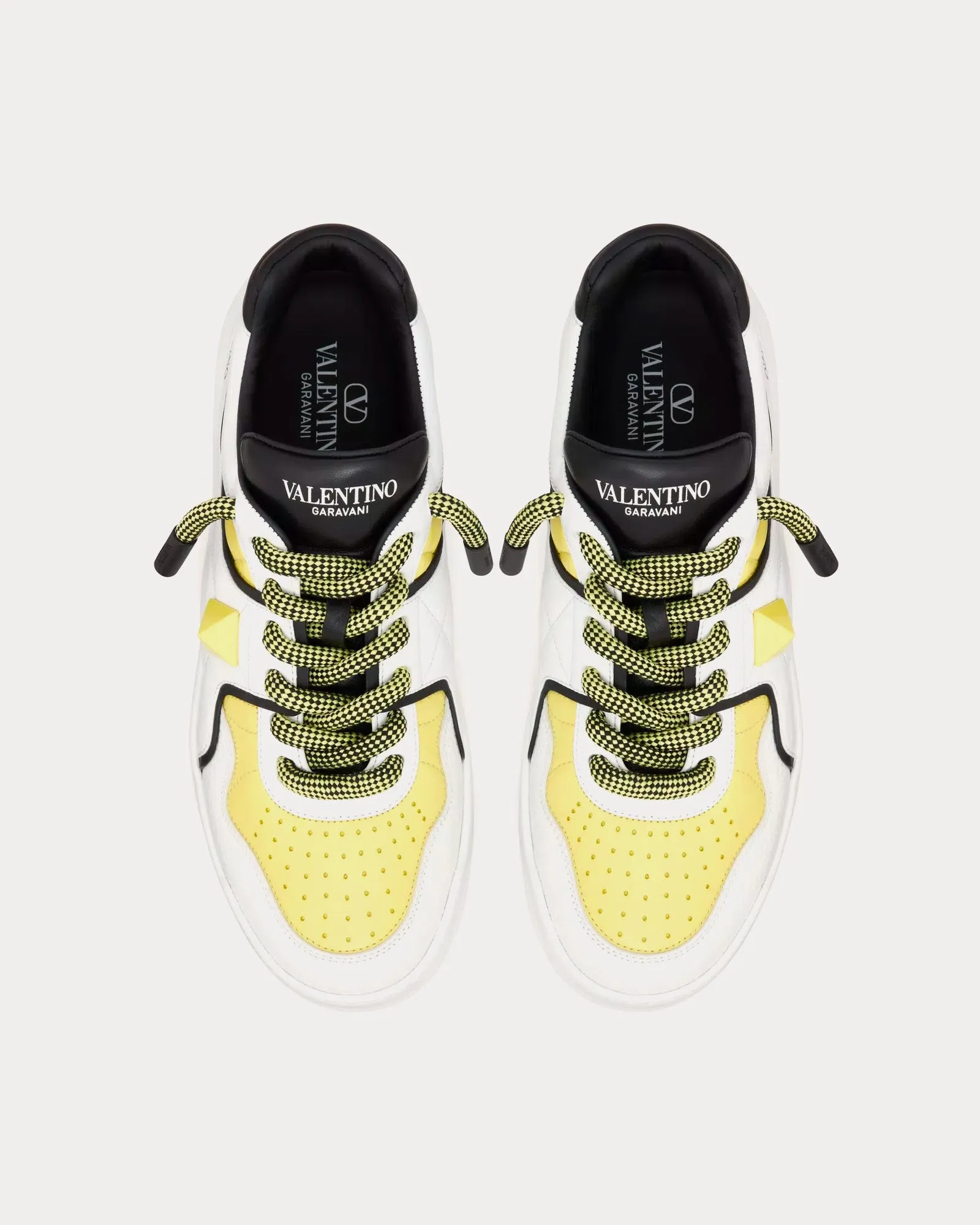 One Stud XL Nappa Leather White / Black / Light Yellow Low Top Sneakers