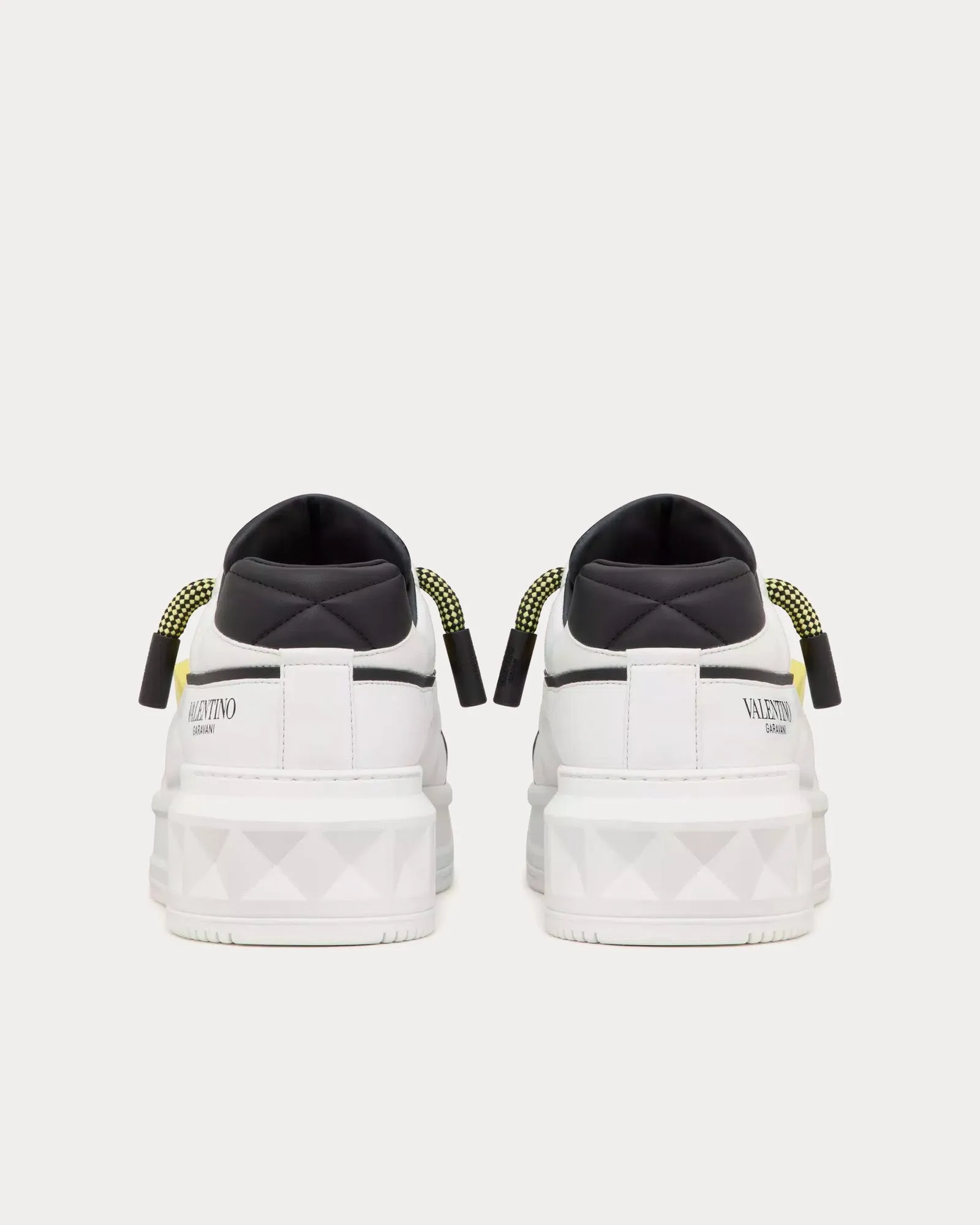One Stud XL Nappa Leather White / Black / Light Yellow Low Top Sneakers