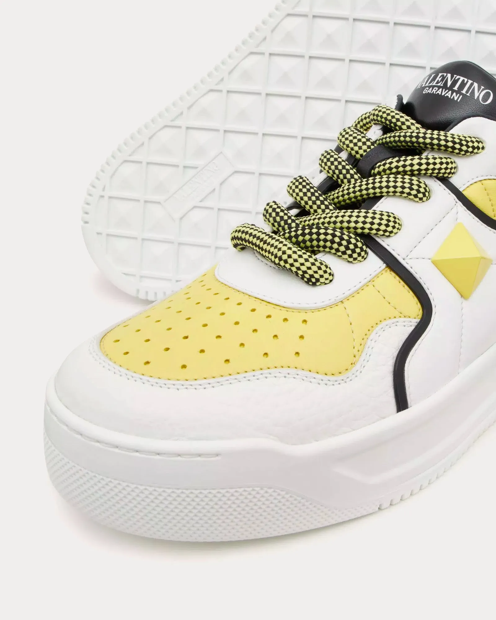 One Stud XL Nappa Leather White / Black / Light Yellow Low Top Sneakers