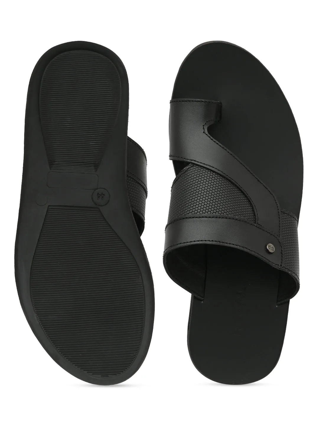 Regal Black Men Casual One Toe Sandals