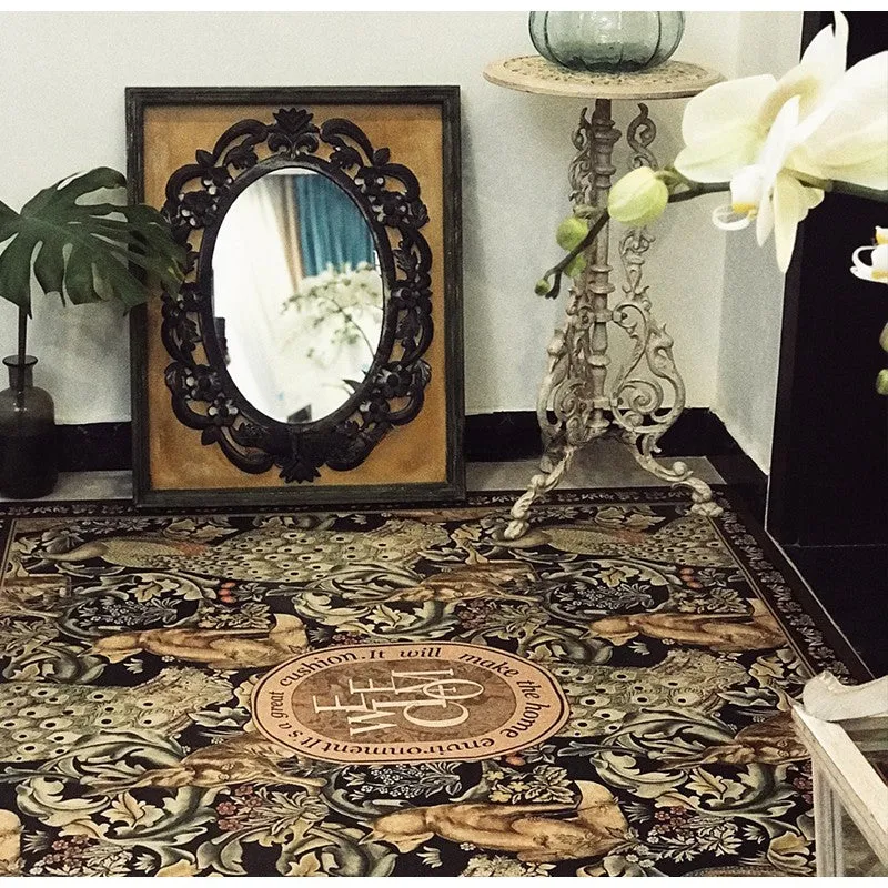 Retro Charm Animals Easy Clean Non-Slip Rug