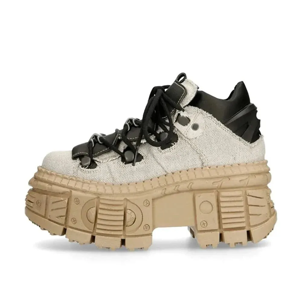 Retro Platforms Sneakers - Lace-Up, Non-Slip