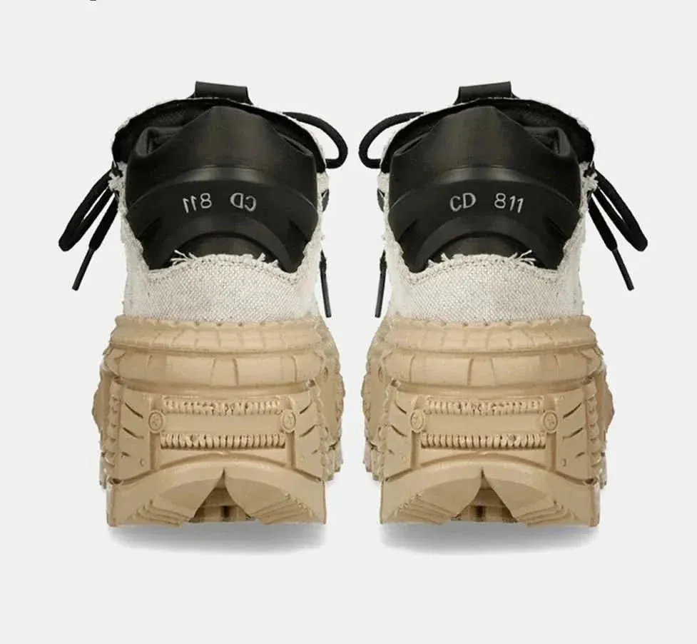 Retro Platforms Sneakers - Lace-Up, Non-Slip