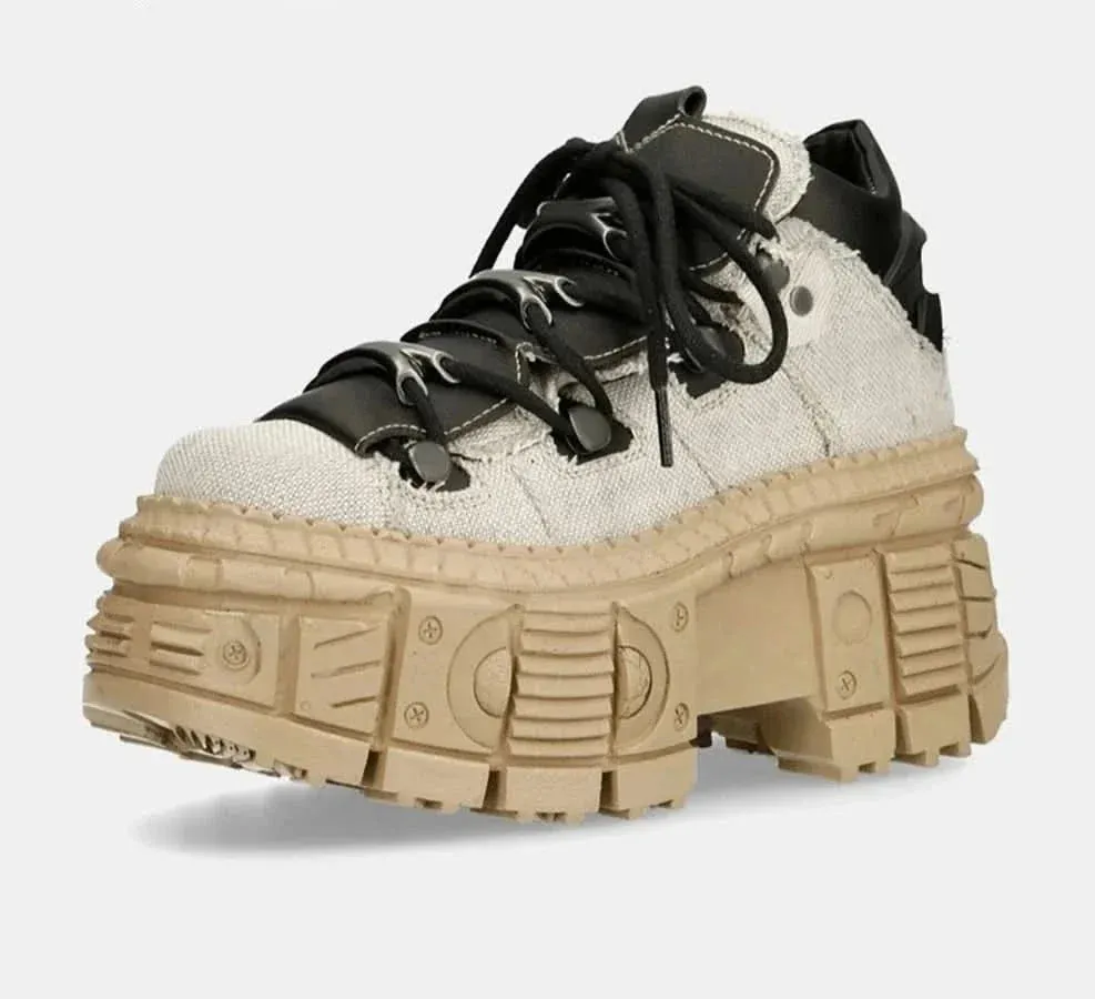 Retro Platforms Sneakers - Lace-Up, Non-Slip