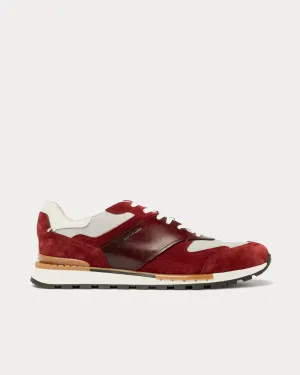 Run Track Leather Suede and Nylon Burgundy Low Top Sneakers