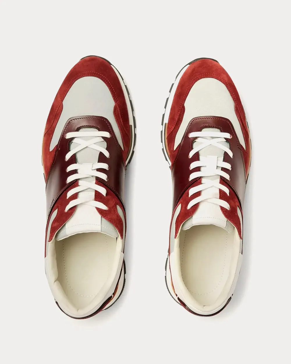 Run Track Leather Suede and Nylon Burgundy Low Top Sneakers